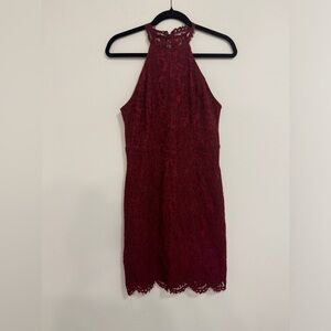 Zalalus burgundy red halter dress